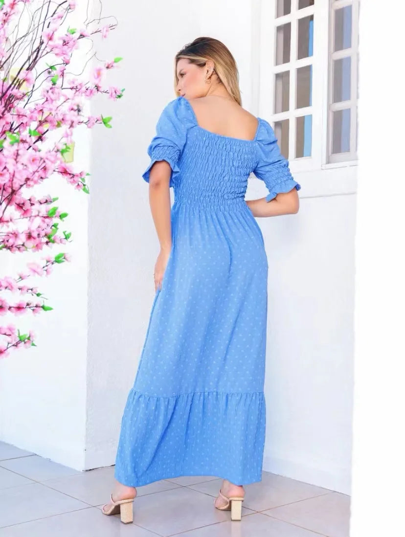 Vestido Longo com Manga Bufante